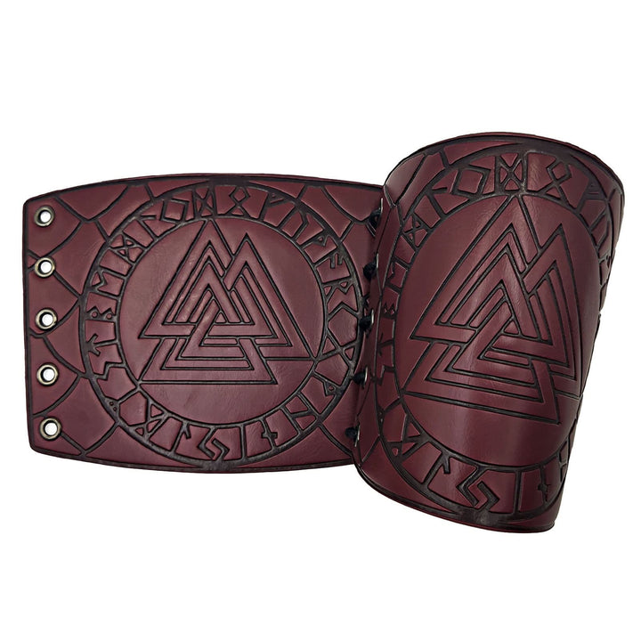 WorldNorse Nordic Amulet Valknut Viking Leather Bracers