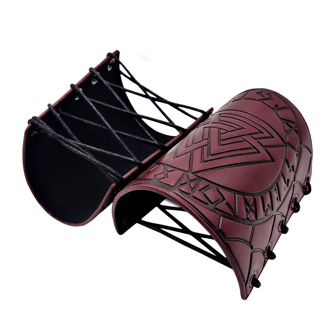 WorldNorse Nordic Amulet Valknut Viking Leather Bracers