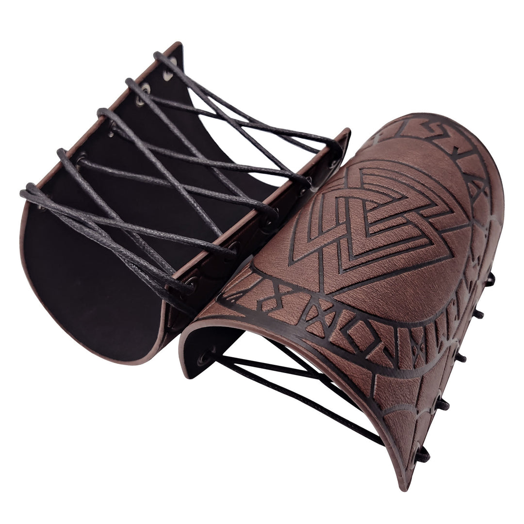 WorldNorse Nordic Amulet Valknut Viking Leather Bracers