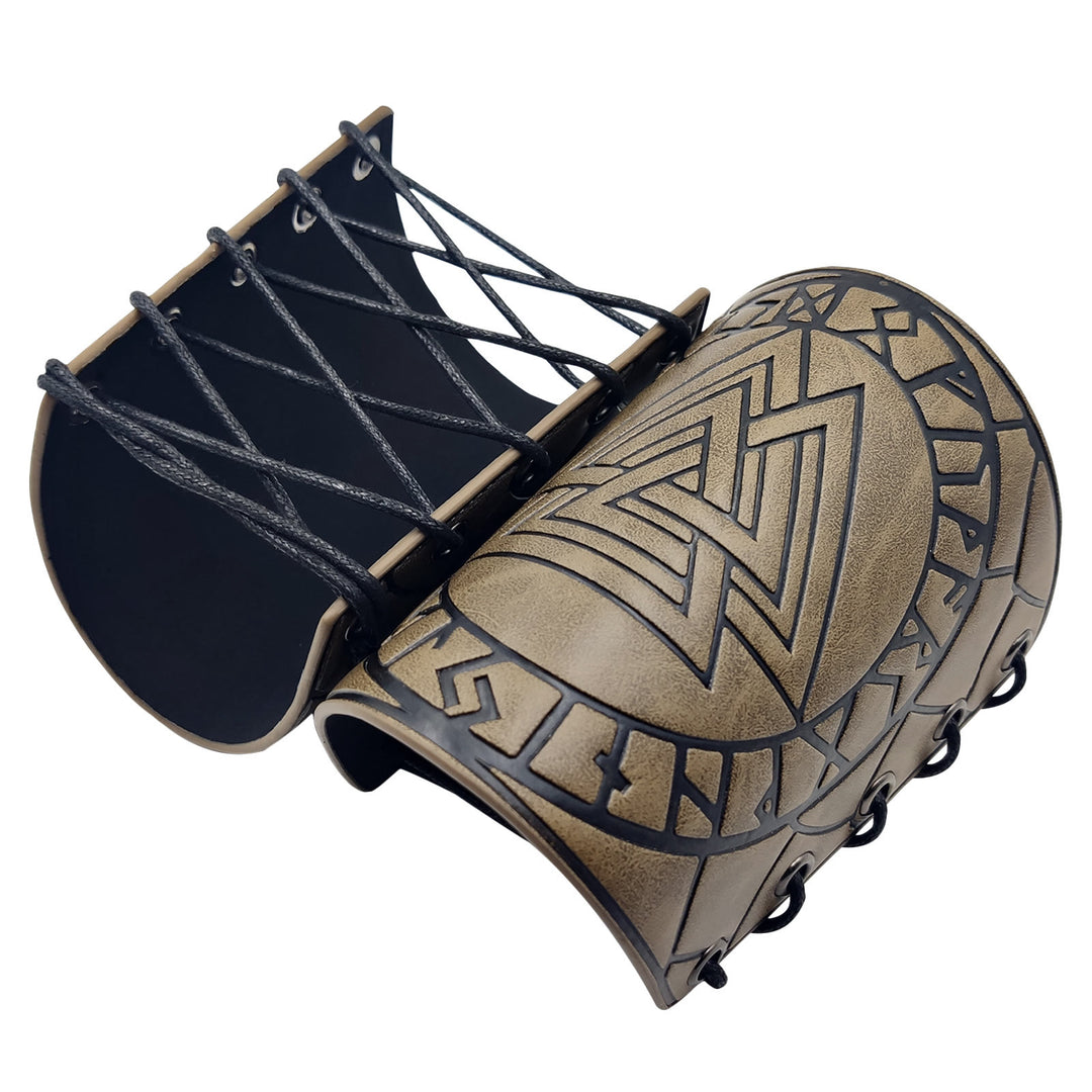 WorldNorse Nordic Amulet Valknut Viking Leather Bracers