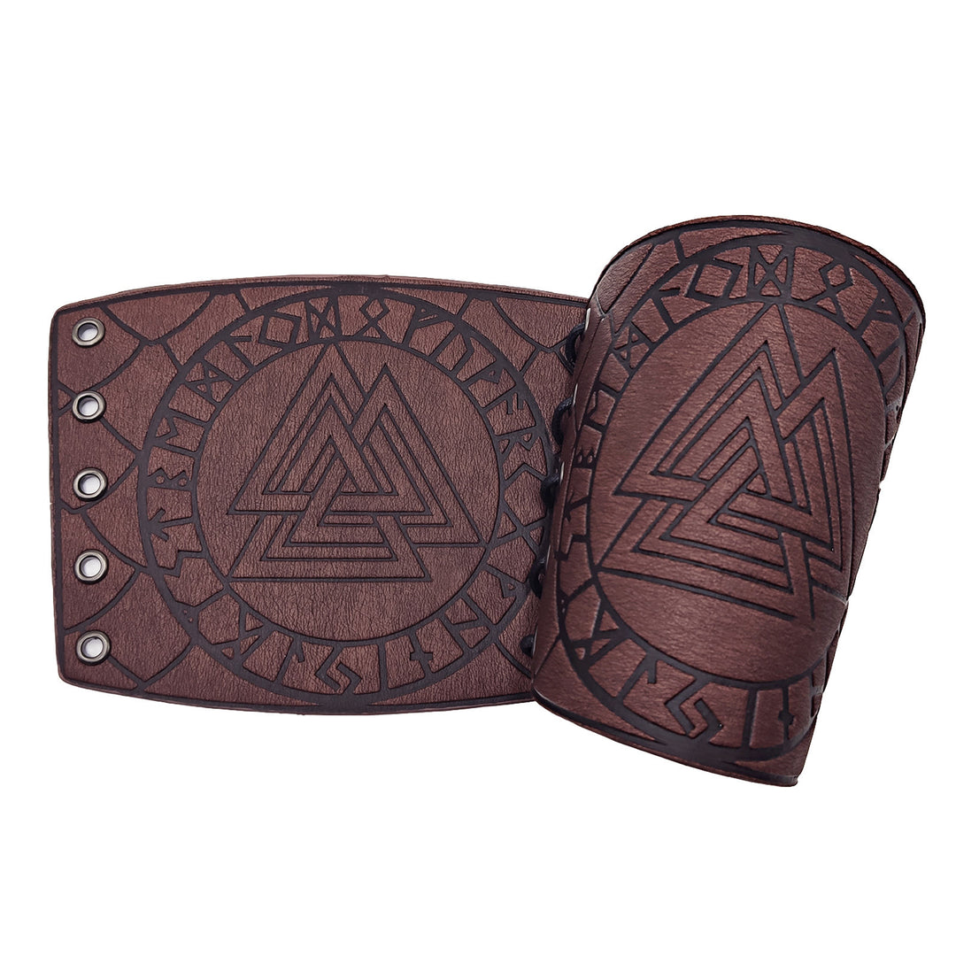WorldNorse Nordic Amulet Valknut Viking Leather Bracers