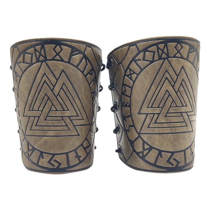 WorldNorse Nordic Amulet Valknut Viking Leather Bracers