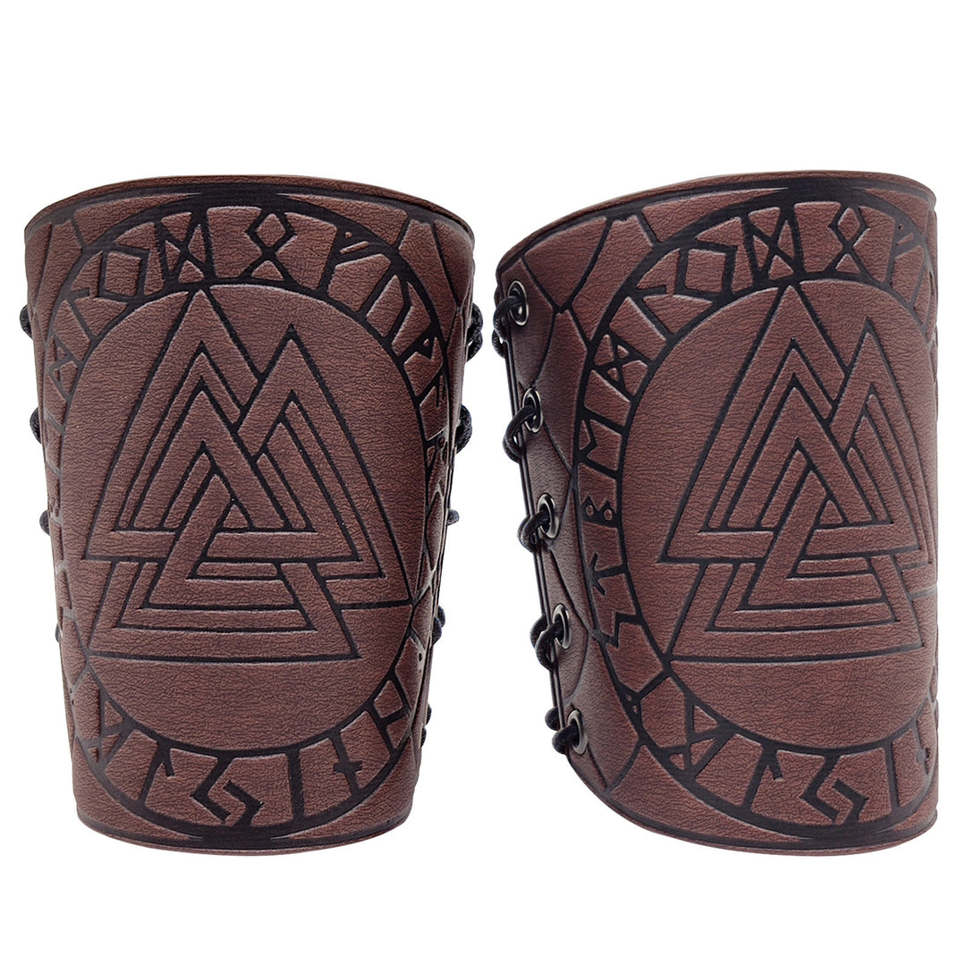 WorldNorse Nordic Amulet Valknut Viking Leather Bracers