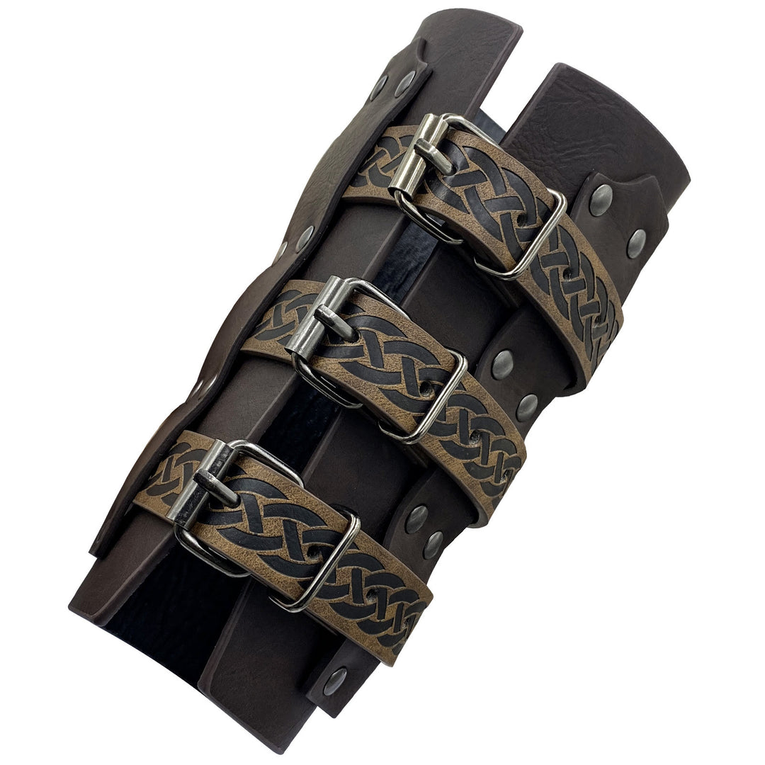 WorldNorse Celtic Knot Knight Three-Strap Wristband Arm Bracers