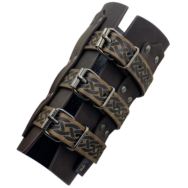 WorldNorse Celtic Knot Knight Three-Strap Wristband Arm Bracers