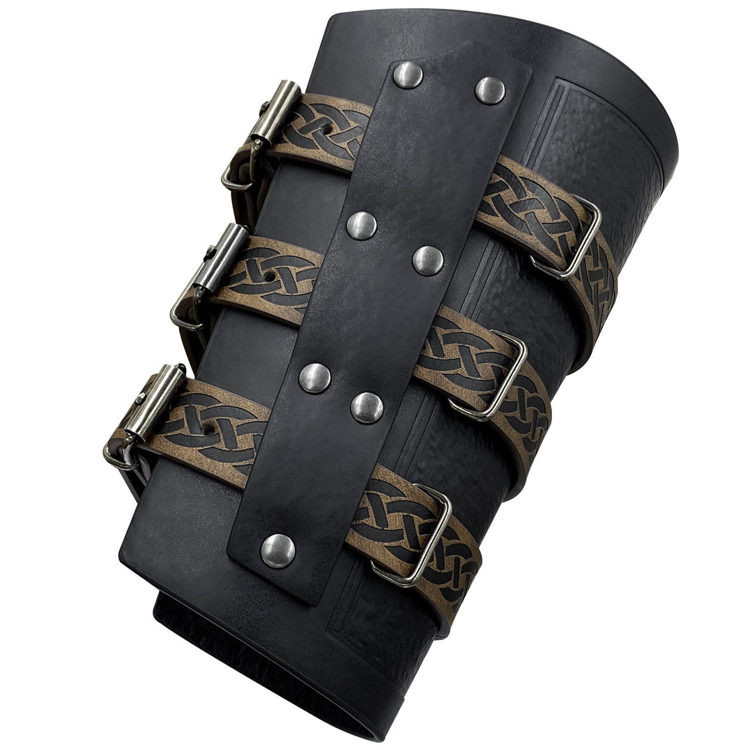 WorldNorse Celtic Knot Knight Three-Strap Wristband Arm Bracers