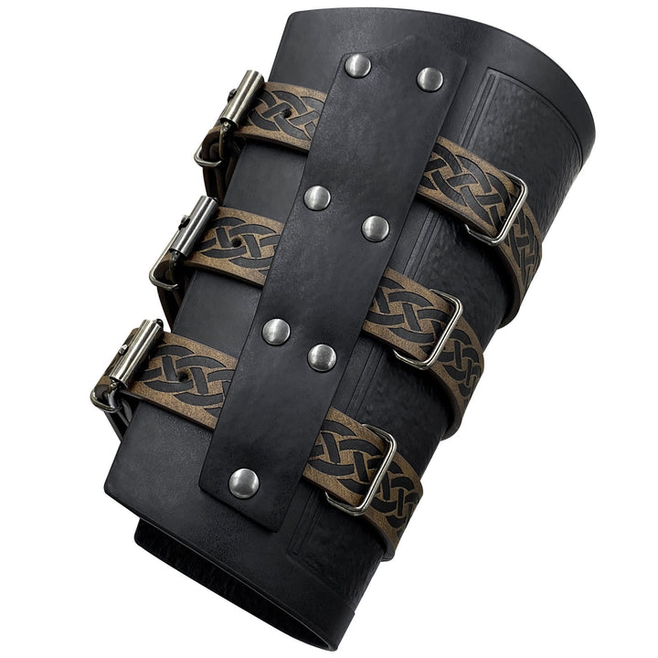 WorldNorse Celtic Knot Knight Three-Strap Wristband Arm Bracers