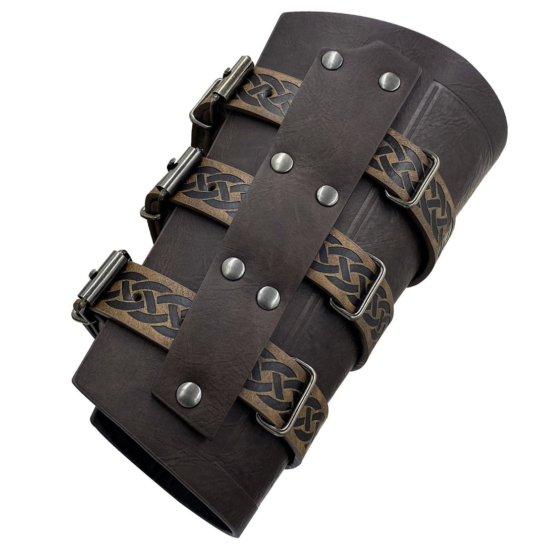 WorldNorse Celtic Knot Knight Three-Strap Wristband Arm Bracers