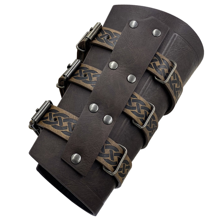 WorldNorse Celtic Knot Knight Three-Strap Wristband Arm Bracers