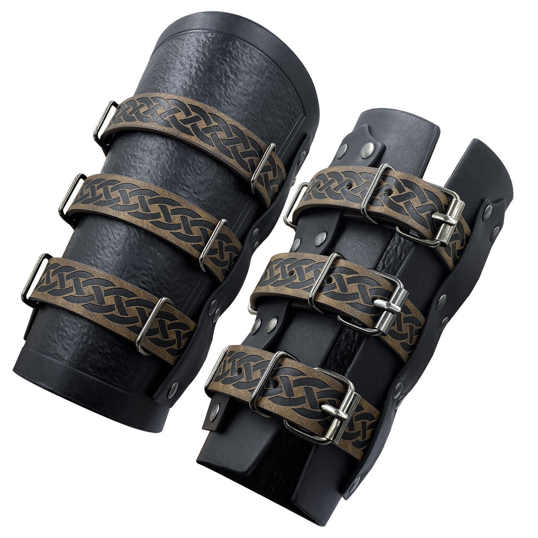 WorldNorse Celtic Knot Knight Three-Strap Wristband Arm Bracers