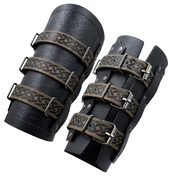 WorldNorse Celtic Knot Knight Three-Strap Wristband Arm Bracers