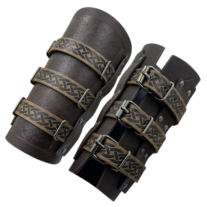 WorldNorse Celtic Knot Knight Three-Strap Wristband Arm Bracers