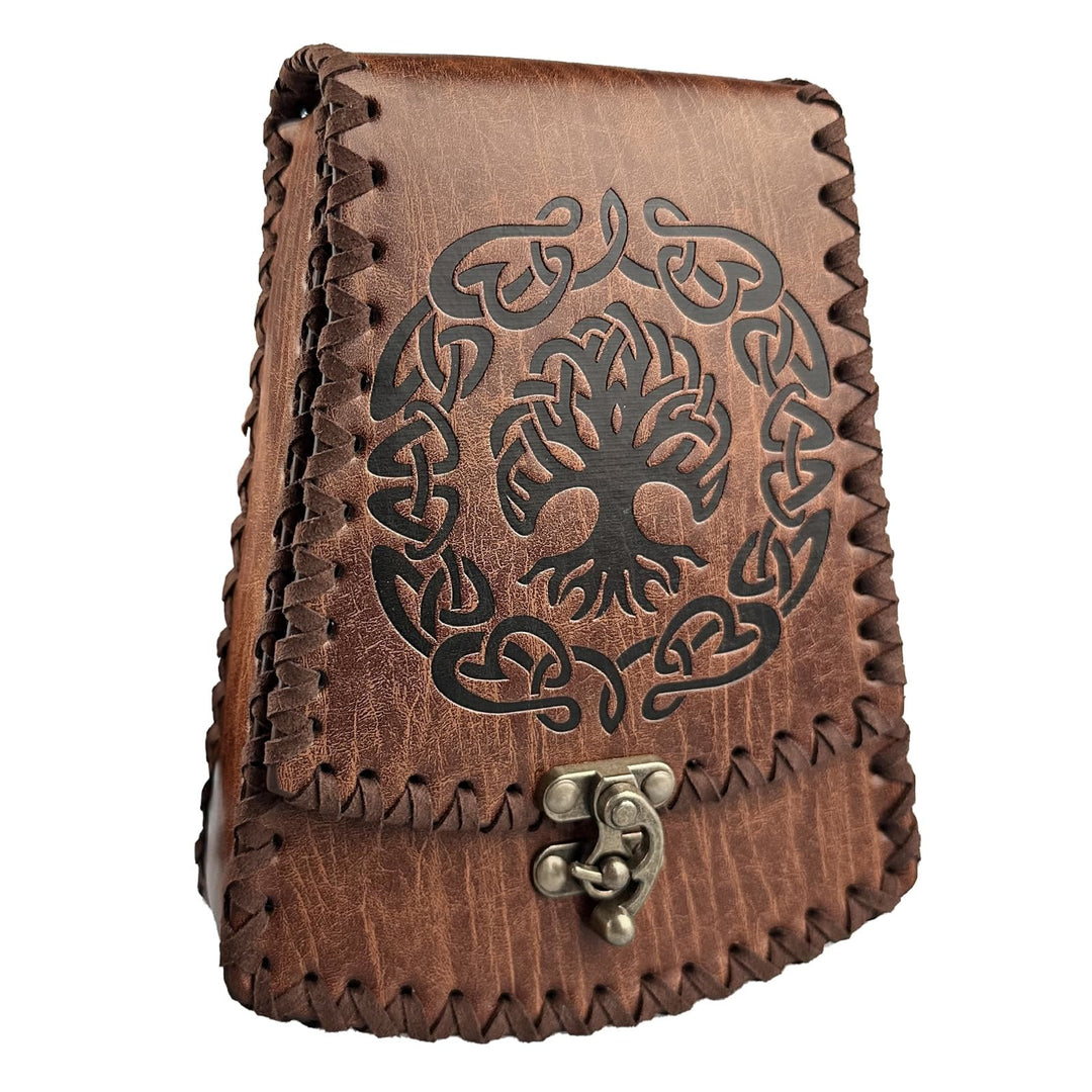WorldNorse Medieval Nordic Dragon Yggdrasil Embossed Belt Bag