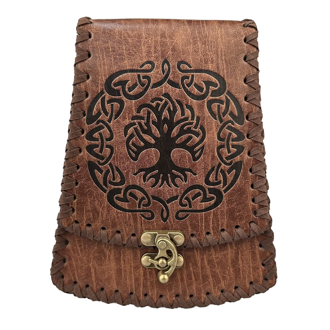WorldNorse Medieval Nordic Dragon Yggdrasil Embossed Belt Bag