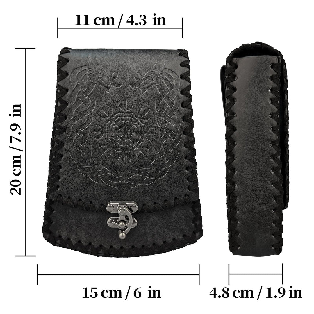 WorldNorse Medieval Nordic Dragon Yggdrasil Embossed Belt Bag