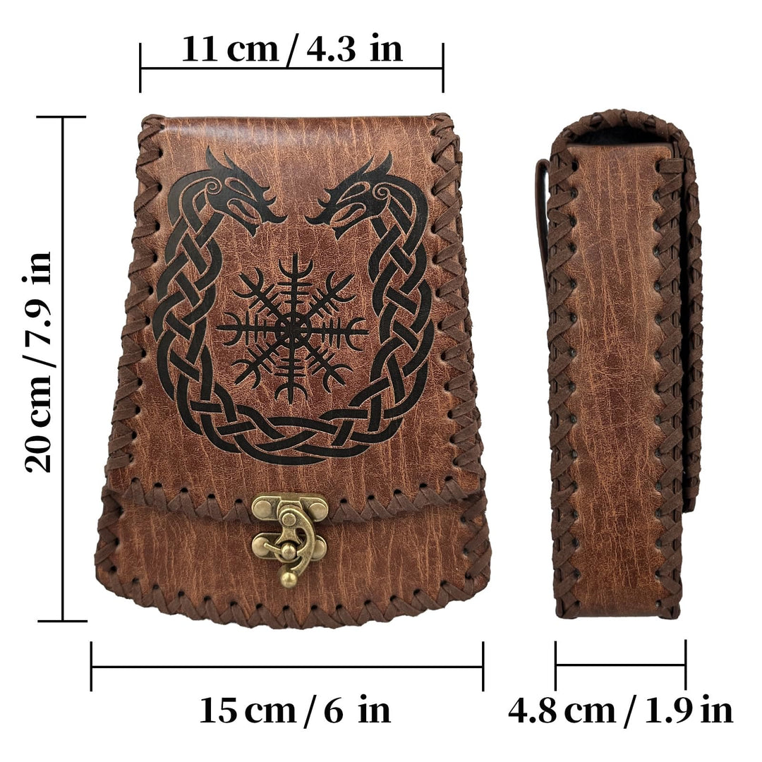 WorldNorse Medieval Nordic Dragon Yggdrasil Embossed Belt Bag