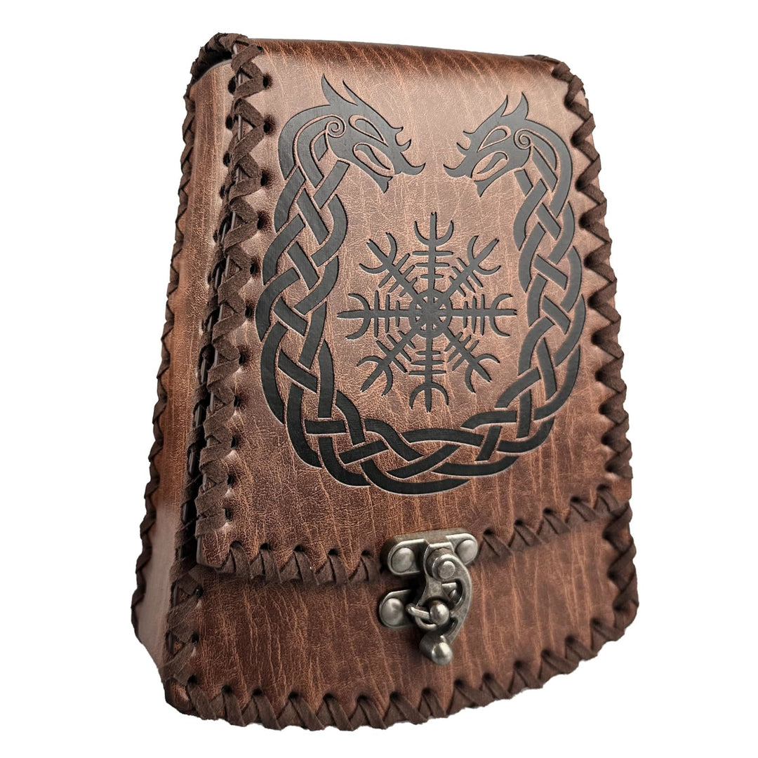 WorldNorse Medieval Nordic Dragon Yggdrasil Embossed Belt Bag