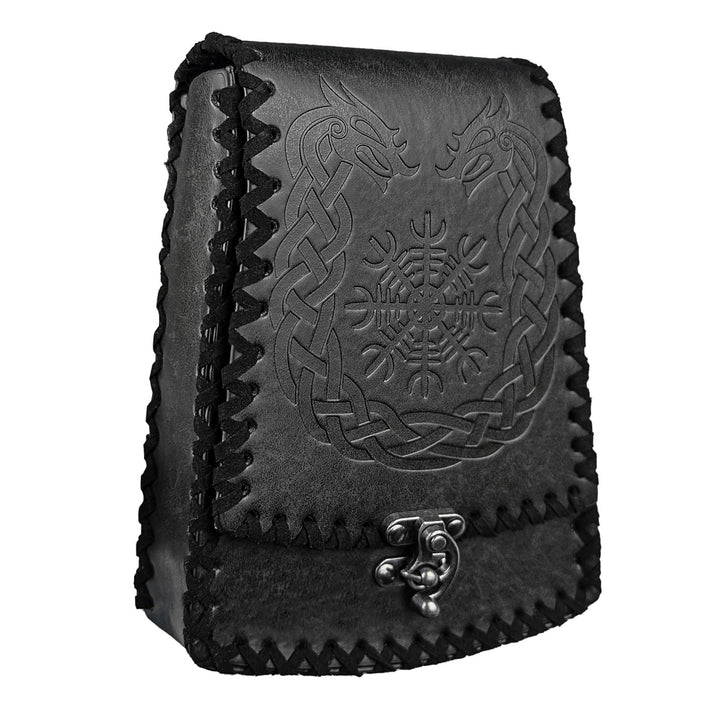 WorldNorse Medieval Nordic Dragon Yggdrasil Embossed Belt Bag