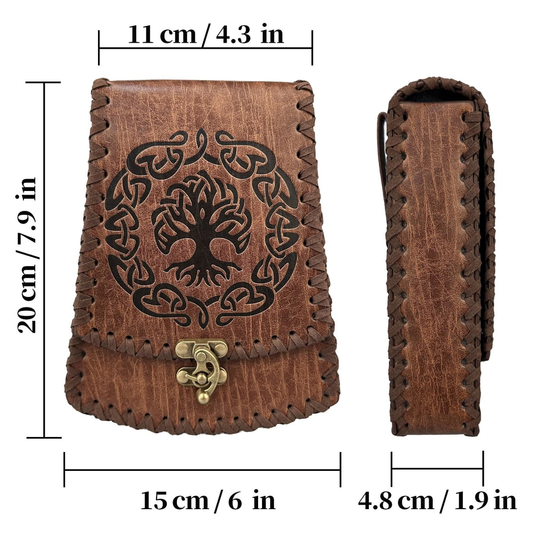 WorldNorse Medieval Nordic Dragon Yggdrasil Embossed Belt Bag