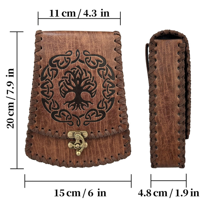 WorldNorse Medieval Nordic Dragon Yggdrasil Embossed Belt Bag