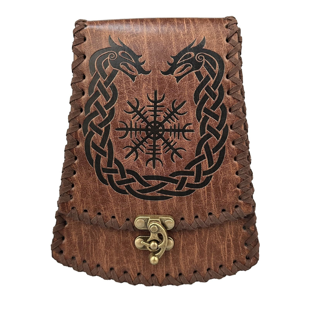 WorldNorse Medieval Nordic Dragon Yggdrasil Embossed Belt Bag