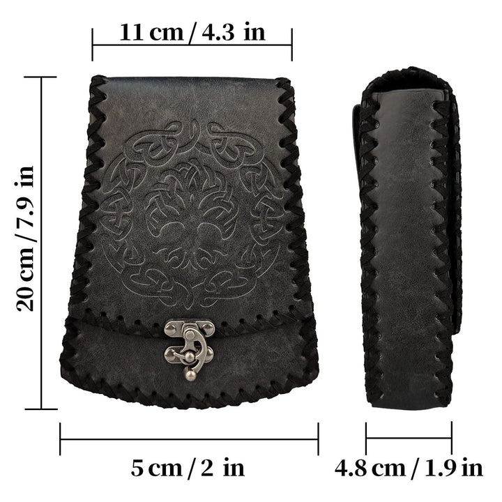 WorldNorse Medieval Nordic Dragon Yggdrasil Embossed Belt Bag