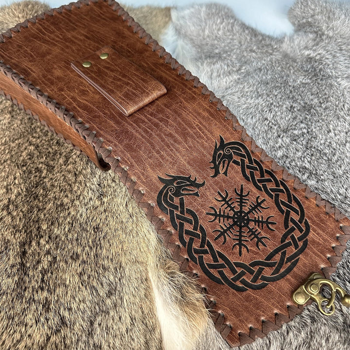 WorldNorse Medieval Nordic Dragon Yggdrasil Embossed Belt Bag