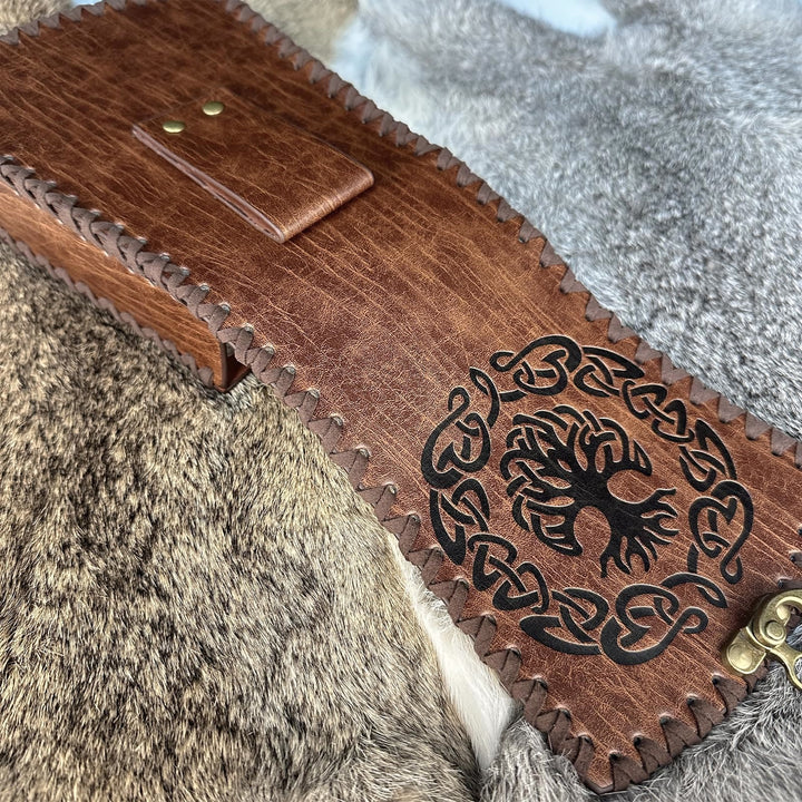 WorldNorse Medieval Nordic Dragon Yggdrasil Embossed Belt Bag