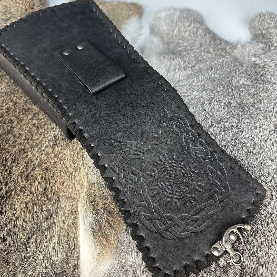 WorldNorse Medieval Nordic Dragon Yggdrasil Embossed Belt Bag