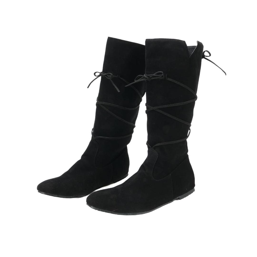 WorldNorse Medieval Leather Lace-up Boots - Black - US 13 - image 4
