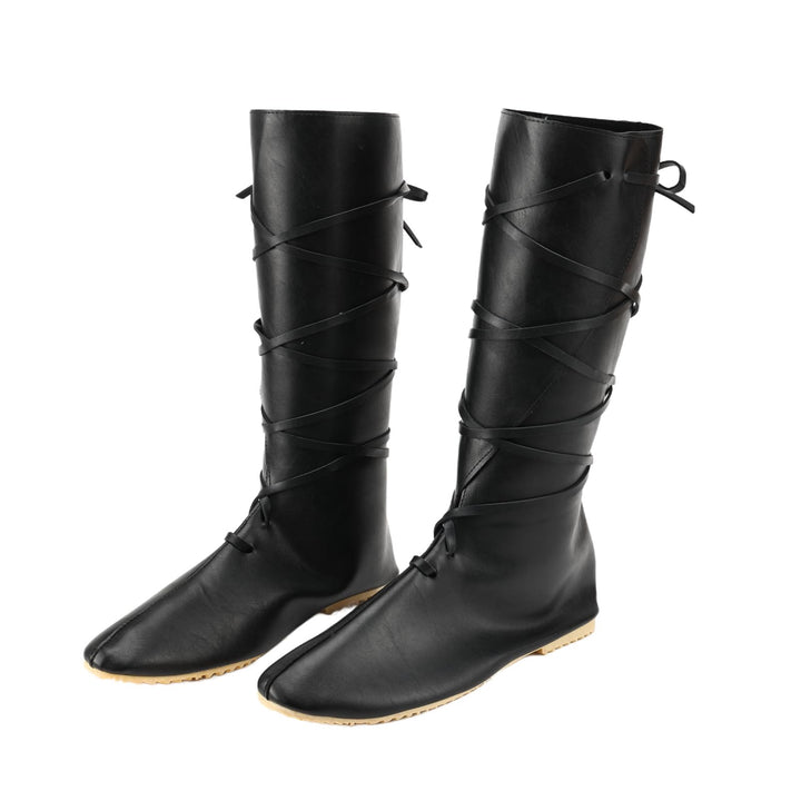 WorldNorse Women Leather Lace-up Pointed Toe Boots - Black - 43 - image 7