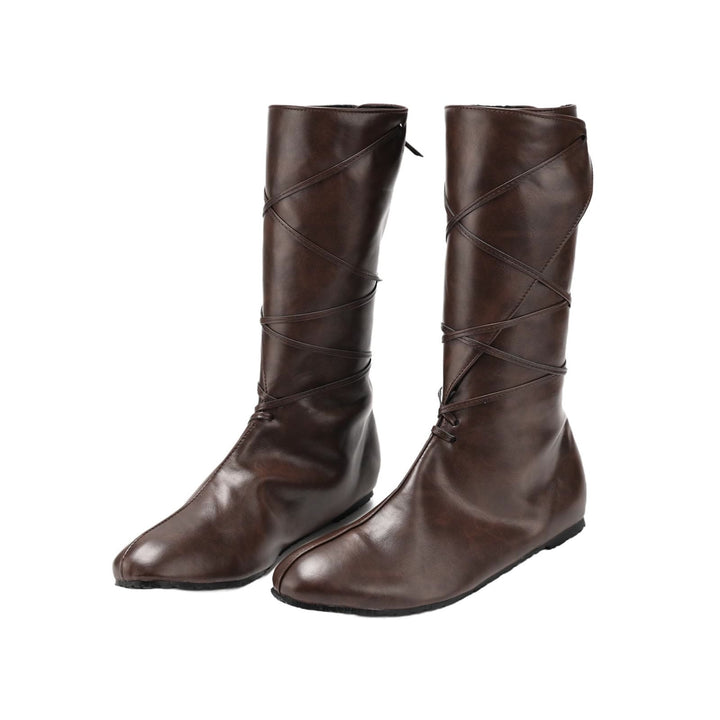 WorldNorse Women Leather Lace-up Pointed Toe Boots - Brown - 43 - image 1