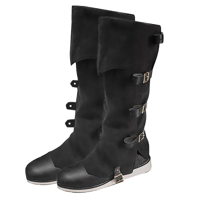 WorldNorse Viking Armor Leg Gaiters Boots Cover - Black - One Pair - image 1