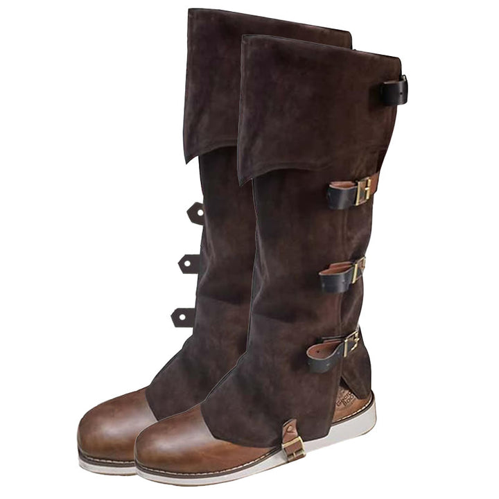 WorldNorse Viking Armor Leg Gaiters Boots Cover - Brown - One Pair - image 13