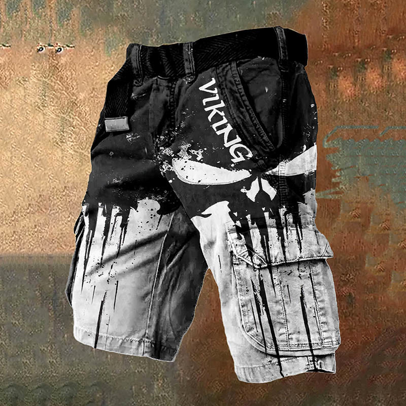 WorldNorse Black And White Gradient Skull Cargo Shorts - US/UK/AU50,EU60 (5XL) - image 1