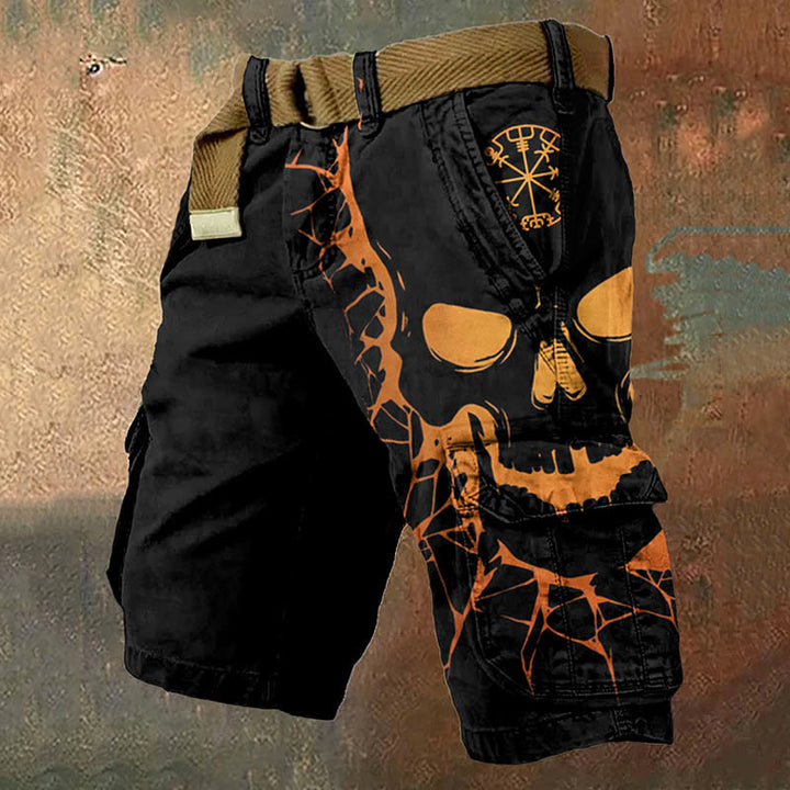 WorldNorse Orange Skull Vegvisir Cargo Shorts - US/UK/AU50,EU60 (5XL) - image 1