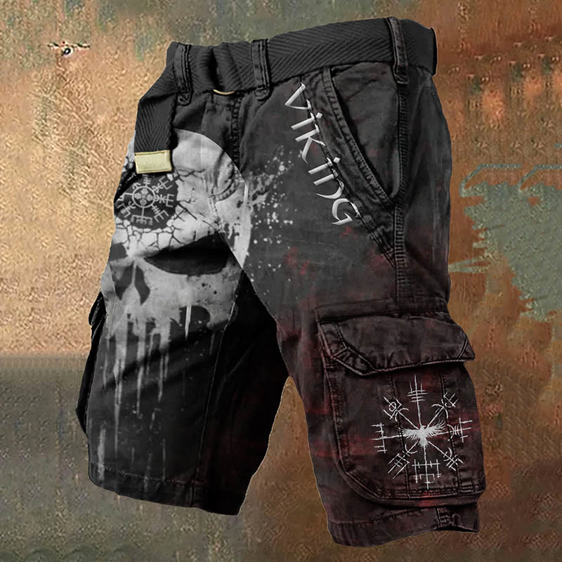 WorldNorse Skull Vegvisir Cargo Shorts - US/UK/AU50,EU60 (5XL) - image 1