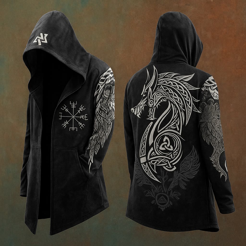 WorldNorse Viking Dragon Celtic Totem Hooded Jacket - US/UK/AU48,EU58 (4XL) - image 1