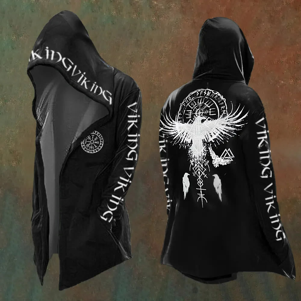 WorldNorse Men's  Vegvisir Raven Black Hooded Jacket - US/UK/AU48,EU58 (4XL) - image 1