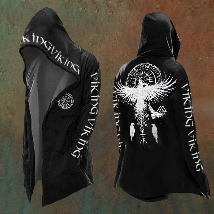 WorldNorse Men's  Vegvisir Raven Black Hooded Jacket - US/UK/AU48,EU58 (4XL) - image 1