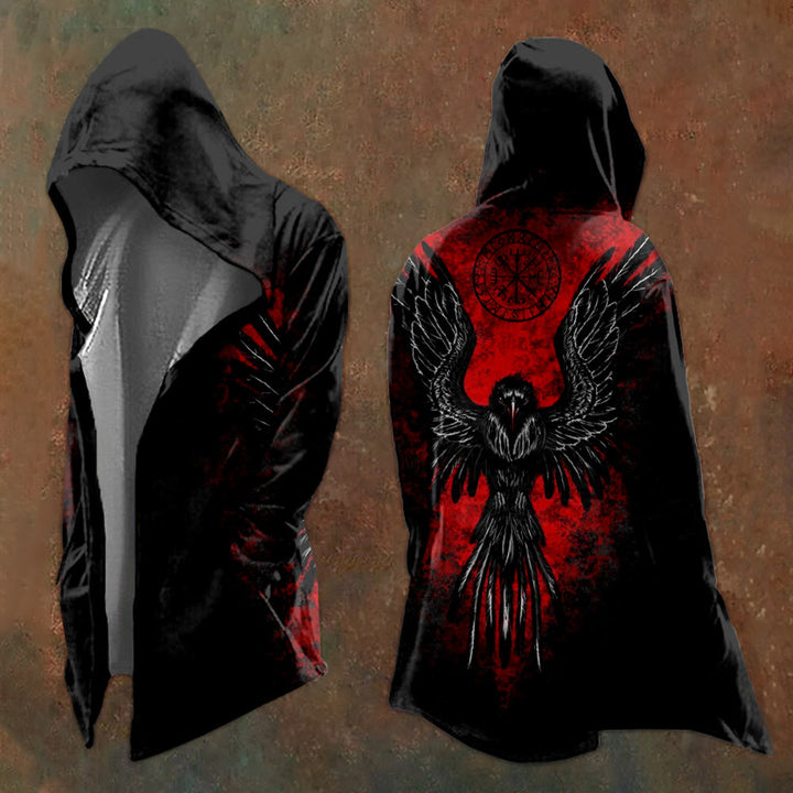 WorldNorse Viking Black And Red Raven Vegvisir Hooded Jacket - US/UK/AU48,EU58 (4XL) - image 1