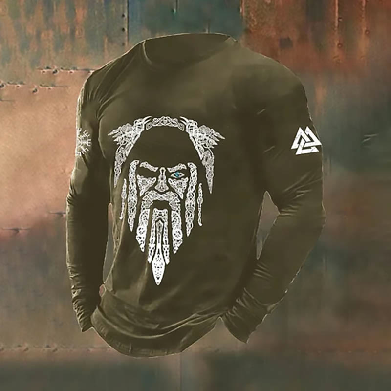 WorldNorse Eye Of Odin Warrior Raven Long T-shirt - Army Green - US/UK/AU50,EU60 (5XL) - image 3