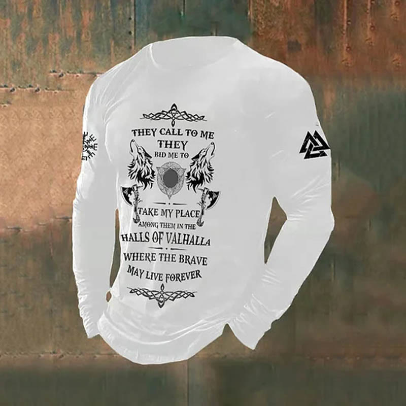 WorldNorse Viking Axe Wolves Slogan Long T-shirt - White - US/UK/AU50,EU60 (5XL) - image 2