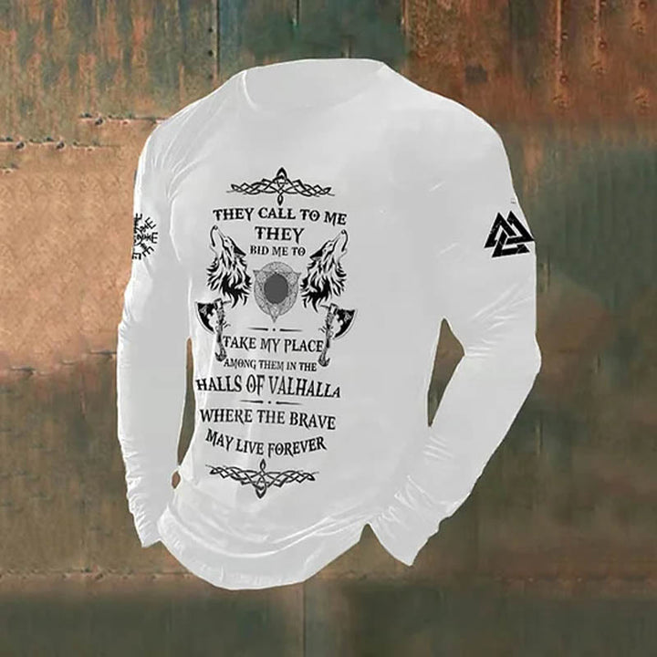 WorldNorse Viking Axe Wolves Slogan Long T-shirt - White - US/UK/AU50,EU60 (5XL) - image 2