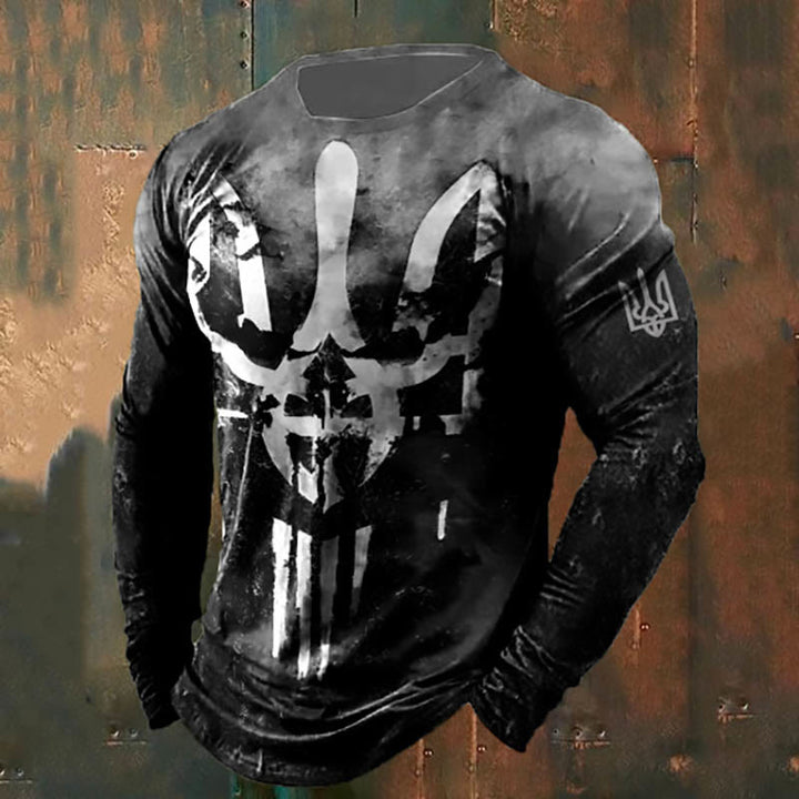 WorldNorse Men's Punisher Skull Trident Long T-shirt - Black & Gray - US/UK/AU50,EU60 (5XL) - image 1