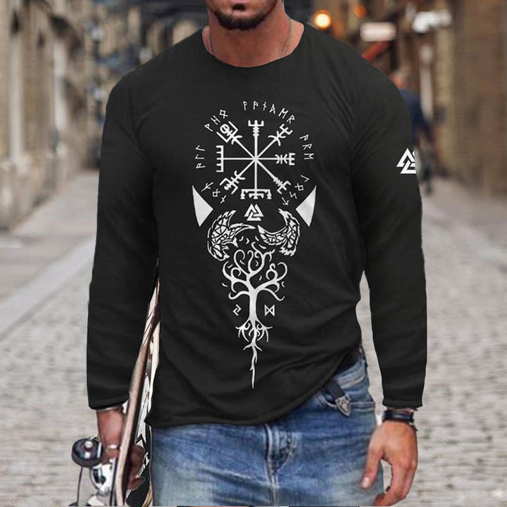 WorldNorse Yggdrasil Vegvisir Raven Totem Long T-shirt - Black - US/UK/AU50,EU60 (5XL) - image 2