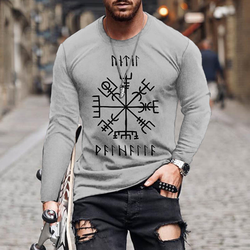 WorldNorse Norse Mythology Vegvisir Rune Long T-shirt - US/UK/AU50,EU60 (5XL) - image 1