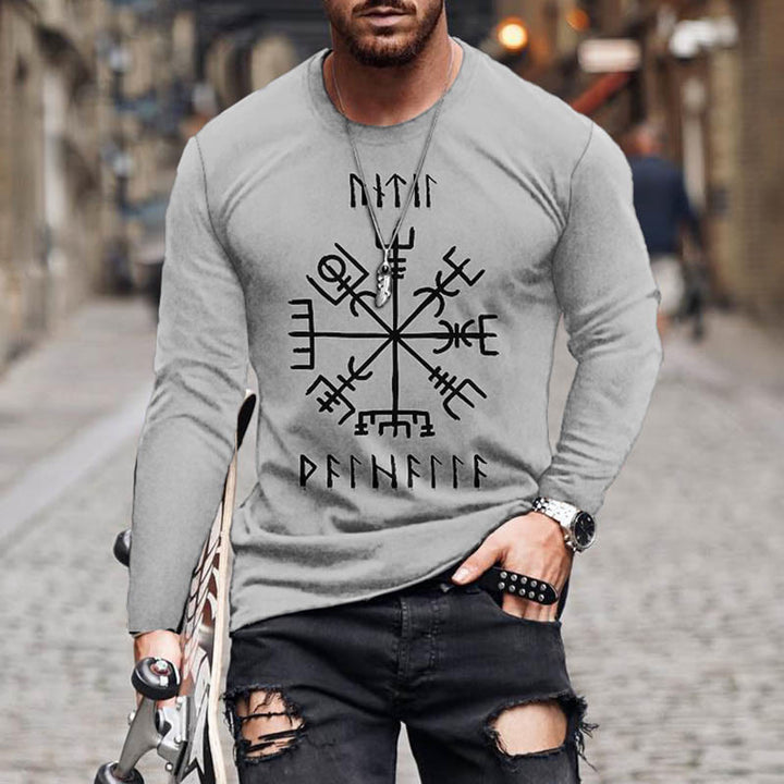 WorldNorse Norse Mythology Vegvisir Rune Long T-shirt - US/UK/AU50,EU60 (5XL) - image 1