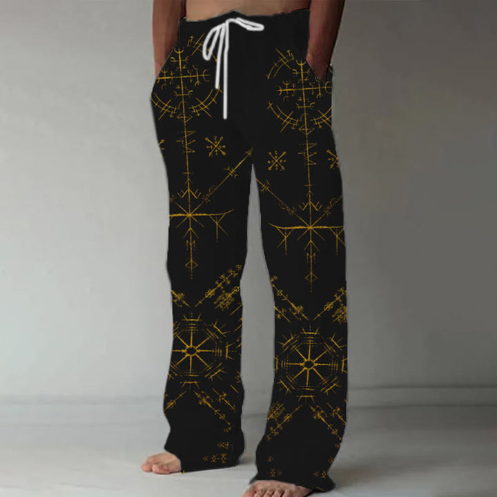 WorldNorse Viking Compass Printed Drawstring Casual Pants - US/UK/AU52,EU62 (6XL) - image 1