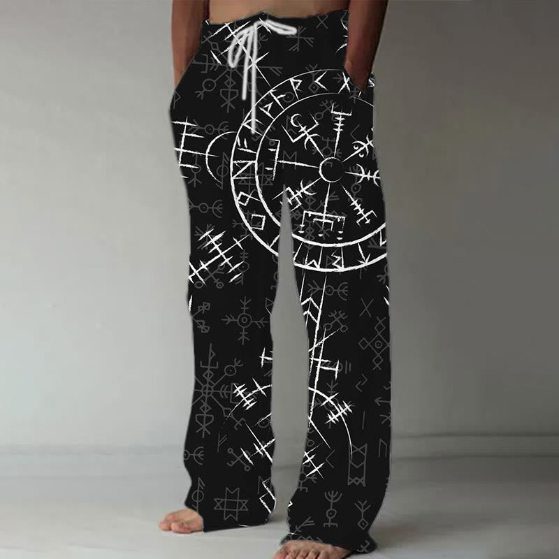 WorldNorse Viking Vegvisir Rune Drawstring Casual Pants - US/UK/AU52,EU62 (6XL) - image 1